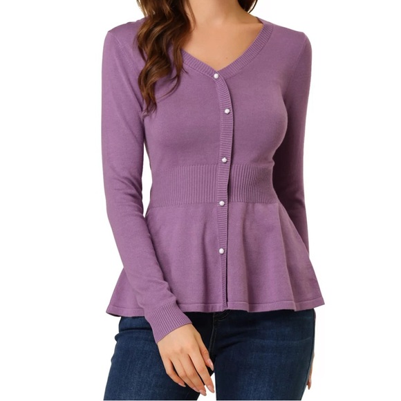 Allegra K. Peplum Cardigan - Picture 1 of 6